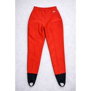Vintage 80s Red Ski Pants Women’s Small 25” Waist Stirrup Retro Apres